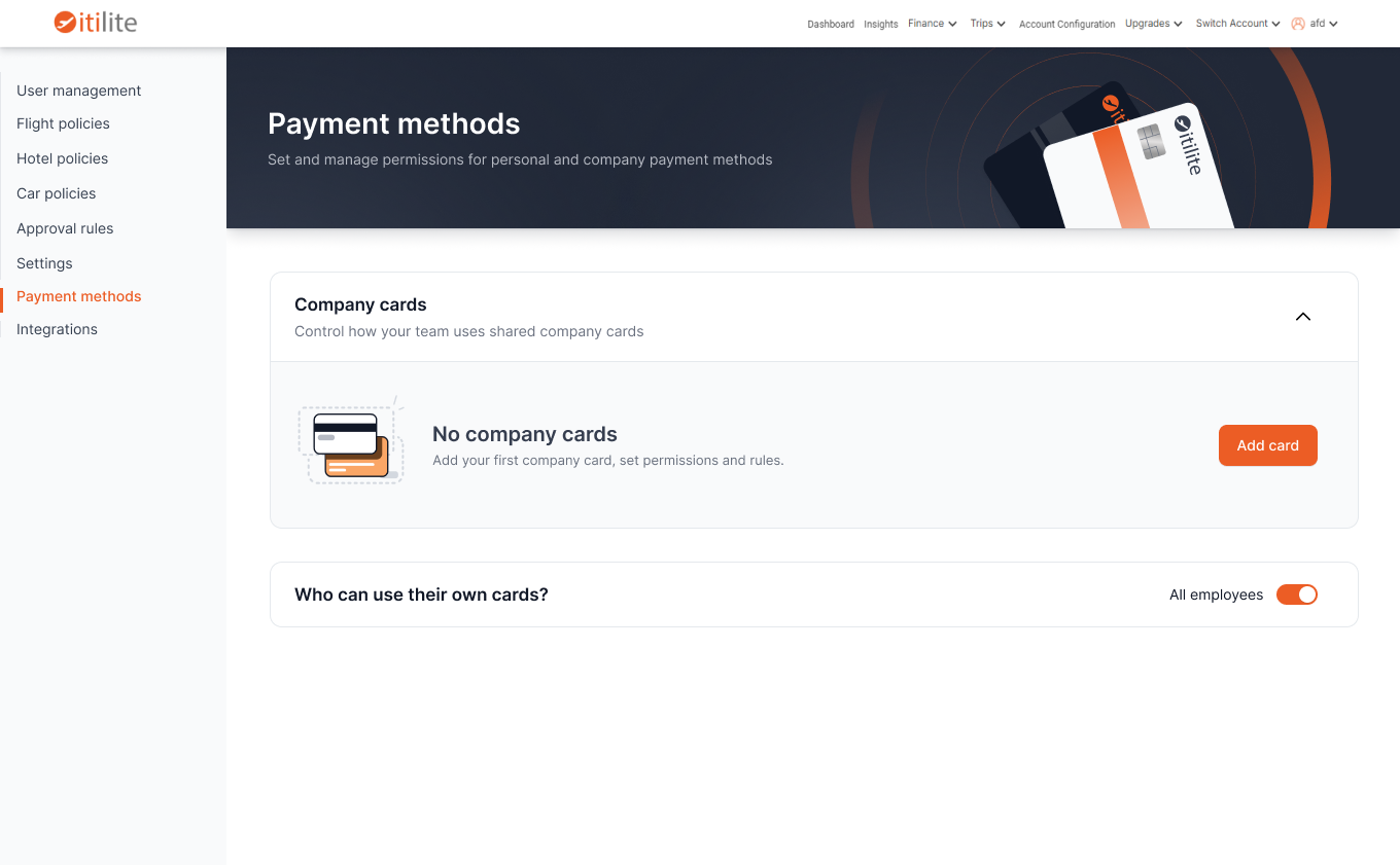 Zero State — No Company Cards